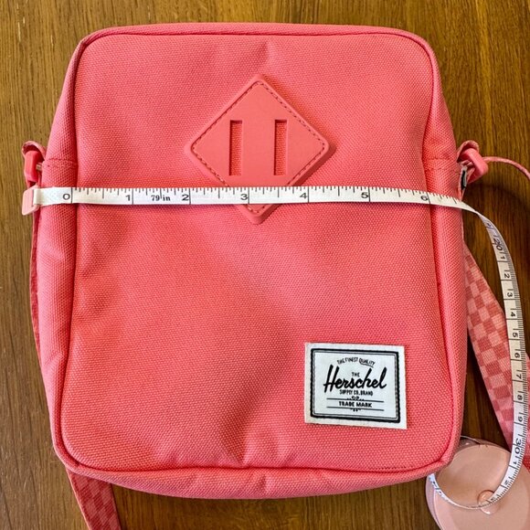 HERSCHEL SUPPLY CO. Pink Heritage Crossbody Bag With Checker Strap Tea Rose HTF - Picture 10 of 11